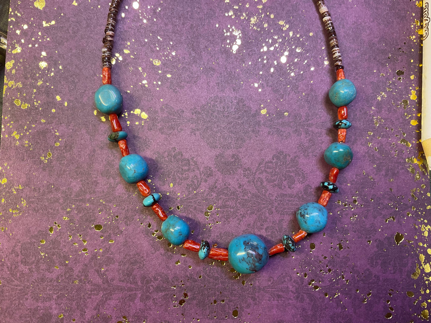 Small Turquoise and Coral Necklace