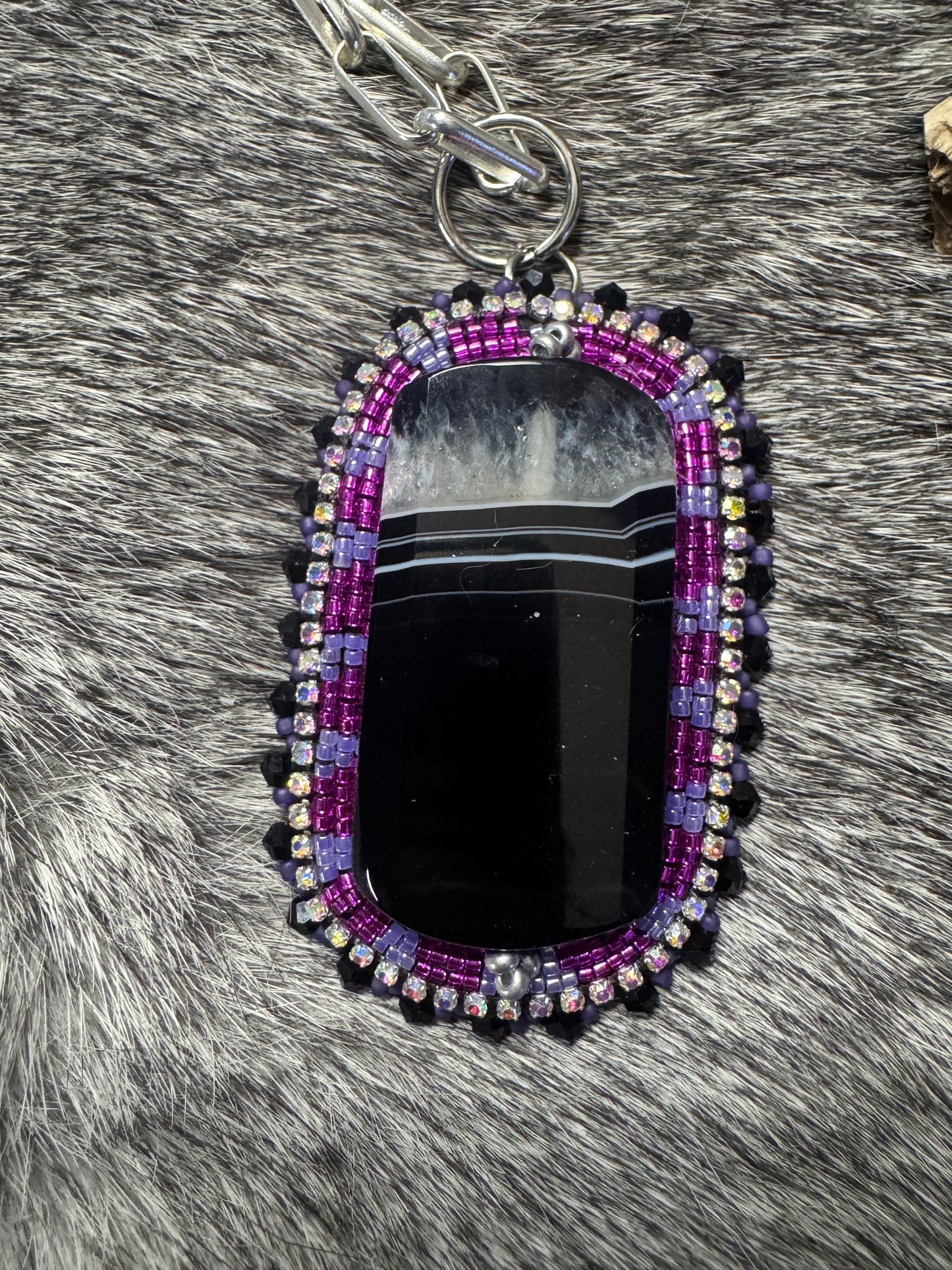 Purple Agate Beaded Necklace