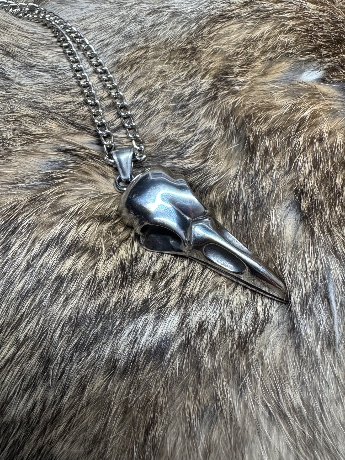 Large Stainless Steel Raven Necklace