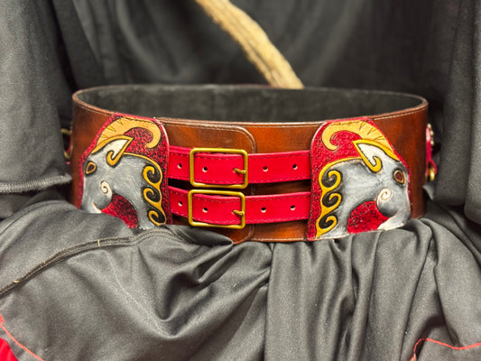 Red War Belt Thor and Goats 35-39 inch