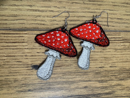 Mushroom Embroidered Earrings