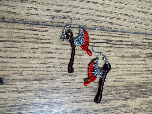 Axe Embroidered Earrings