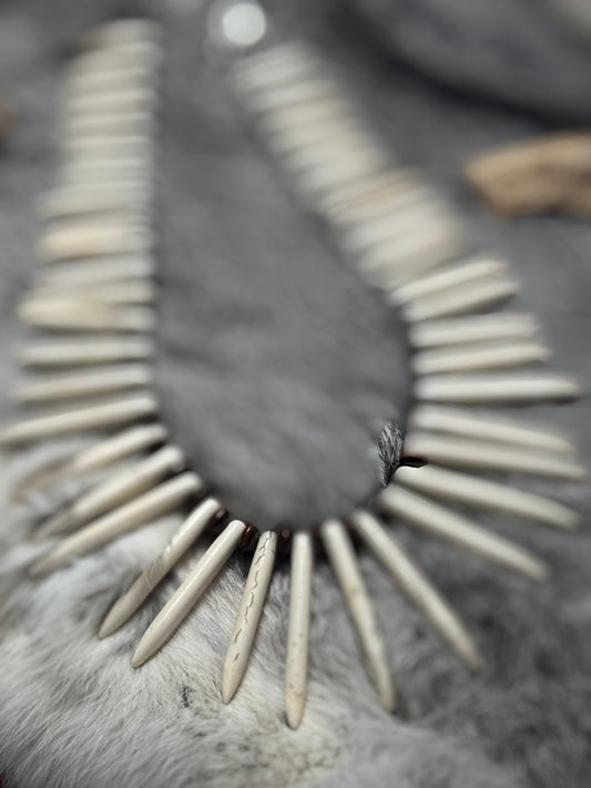 Spiked Stone and Wood Necklace