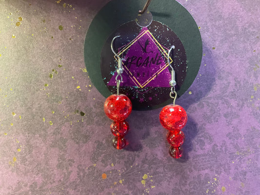 Red Crackle Earrings