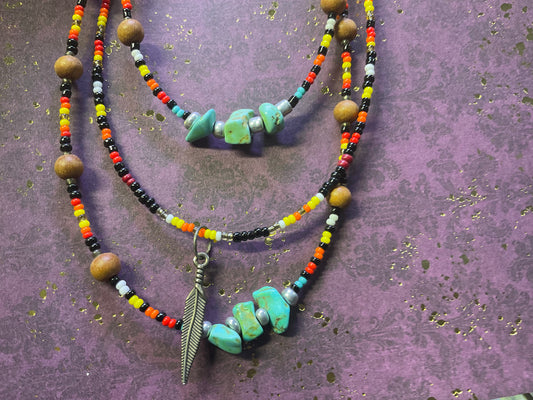 Triple Strand Beaded Necklace