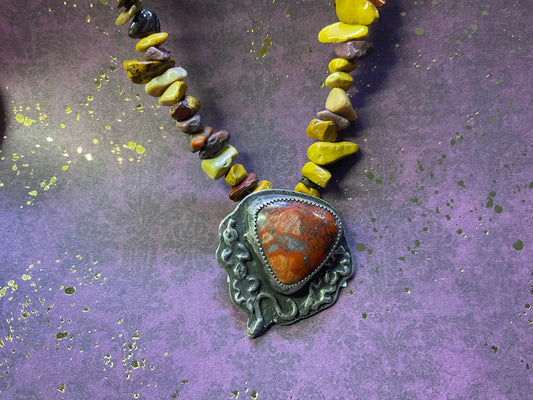 Rhyolite Sterling Silver Necklace on Mookaite Chain