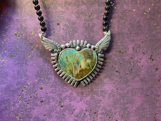Dyed Moss Agate Sterling Silver Necklace