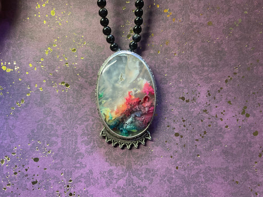 Rainbow Dyed Moss Agate Sterling Silver