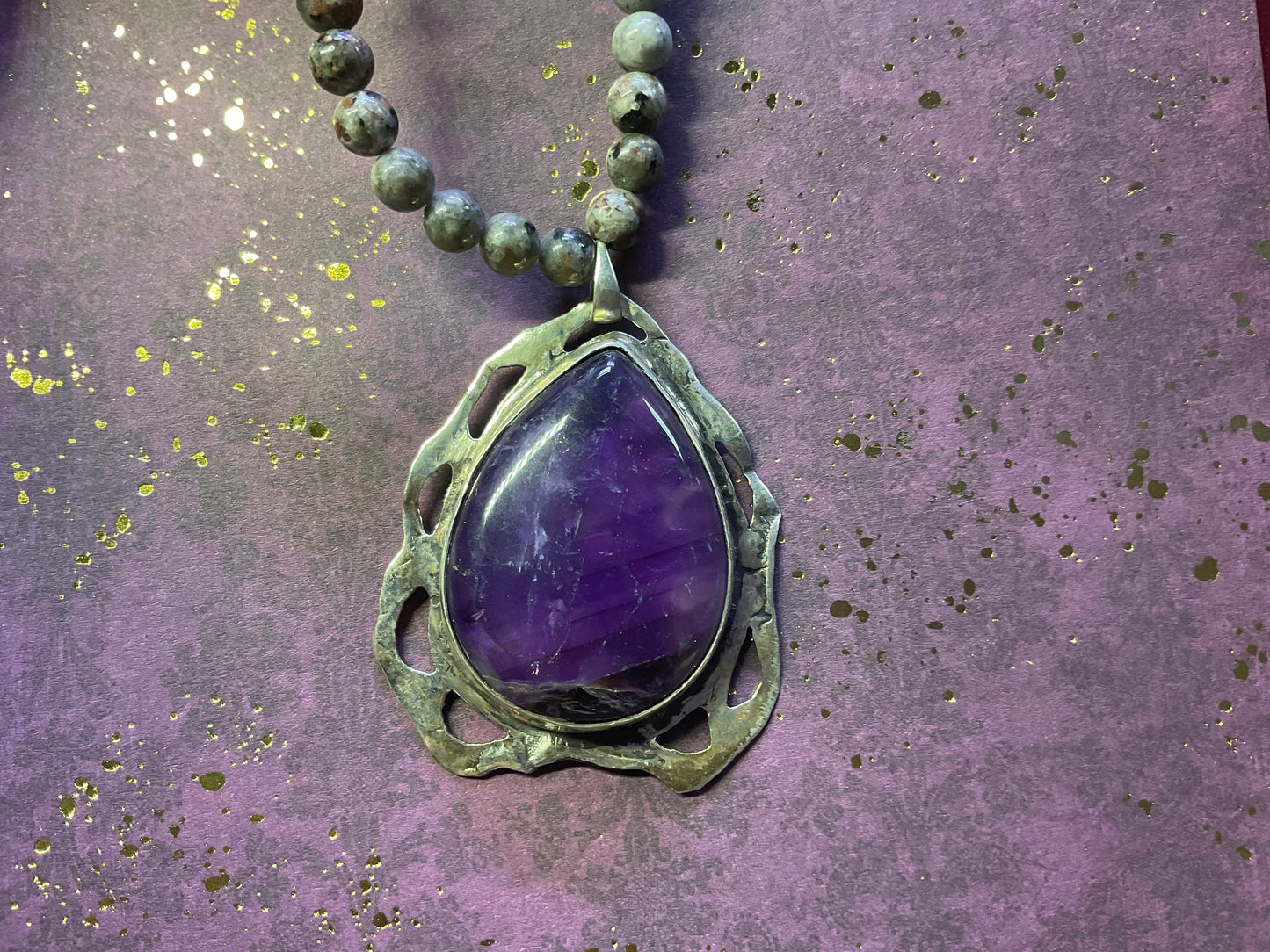 Amethyst on Yooperlite Chain Sterling Silver