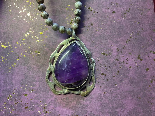 Amethyst on Yooperlite Chain Sterling Silver