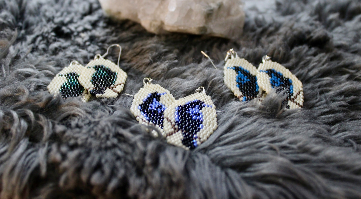 Beaded Raven Earrings