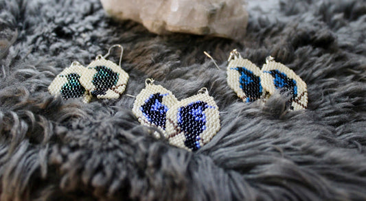 Beaded Raven Earrings