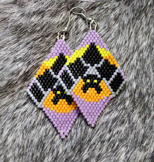 Beaded bat earrings