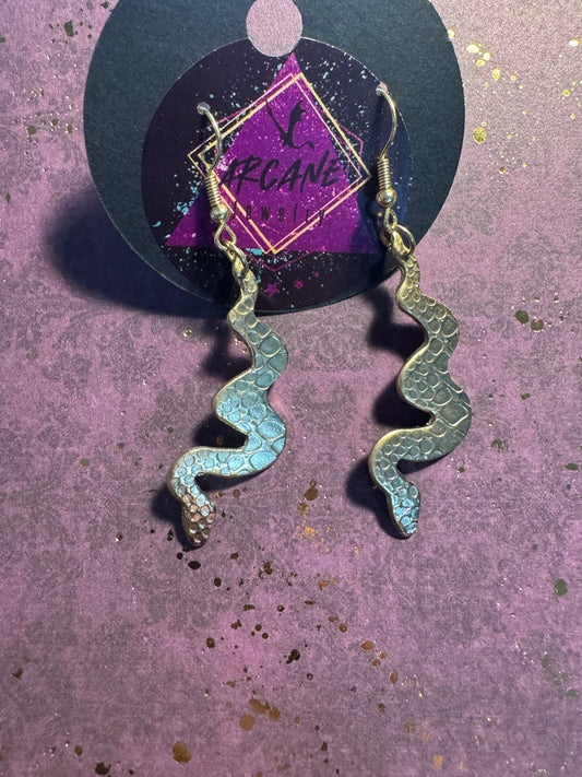 Brass Snake Earrings