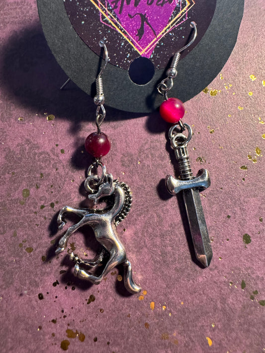 Horse and Sword Earrings